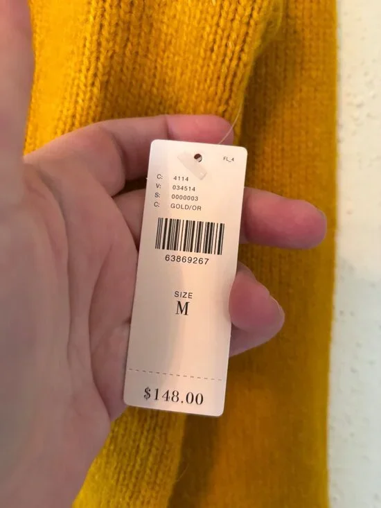 Maeve By Anthropologie Mustard Cardigan With Lace Collar Floral Buttons Size M - Picture 6 of 14